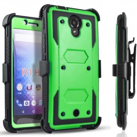 BLU R1 HD Case, [SUPER GUARD] Dual Layer Protection With [Built-in Screen Protector] Holster Locking Belt Clip+Circle(TM) Stylus Touch Screen Pen (Green)